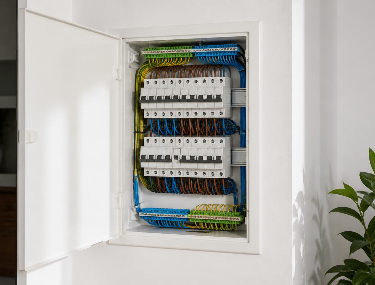 Tableau électrique installé et raccordé proprement